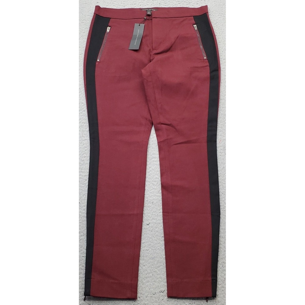 Banana Republic Sloan Pants Women Petite 4 Burgundy Stretch Skinny Leg Ankle Zip